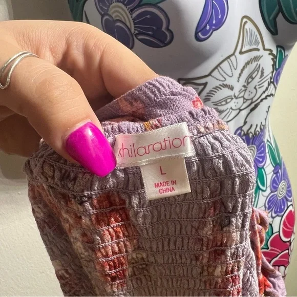 - Xhilaration Purple Orange Floral Jumpsuit - Picture 8 of 8